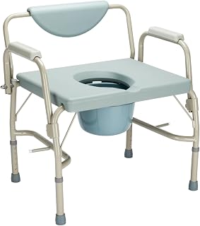 Drop Arm Portable Toilet Commode Chair,Bedside Toilet,Raised Toilet Seats with Arms,Height Adjustable Adult Potty Chair for Seniors, Extra-Wide Seat,for Elderly Assistance Products,Medical Bariatric