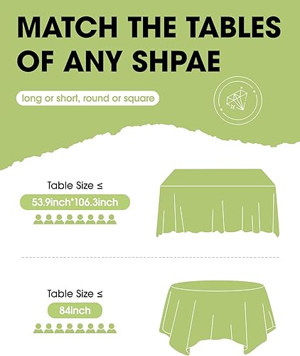 Miniatura 2 de Pureegg Plastic Table Cloth Disposable 10 Pack, 84'' Round Table Cloths, Party, Picnic, Wedding, Decorative Tablecloths, Round, White Plastic Cover