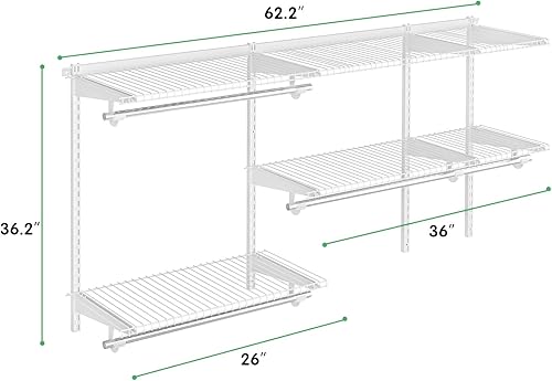Miniatura 49 de Tangkula 4 to 6 FT Custom Closet Organizer System Kit, Wall-Mounted Storage Organizer with Wire Shelving and Hanging Rods, Adjustable Closet Grey