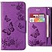 Produktbild Handyhülle für Samsung Galaxy S5 mini / G800F Hülle Tasche, Ougger Butterfly BriefHülle Tasche Schale Schutzhülle Leder Weich Magnetisch Stehen Silikon Cover mit Kartenslot (Lila)