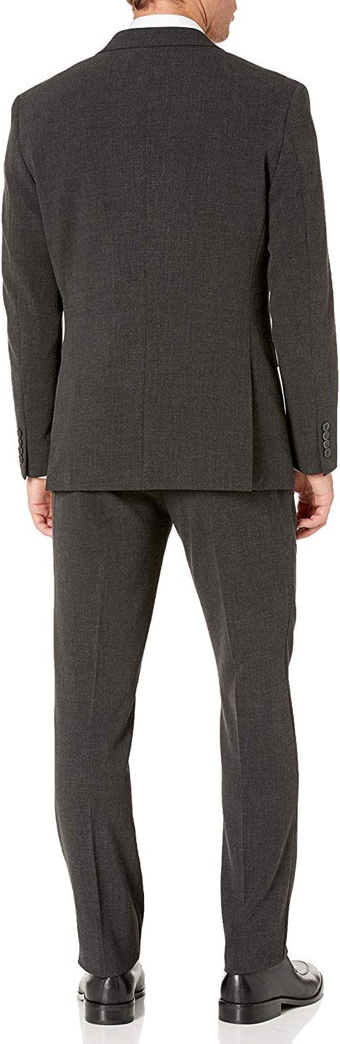 Adam Baker Men's Single Breasted Stretch Slim Fit Stretch 2-Button Vested Suit Set - Colors