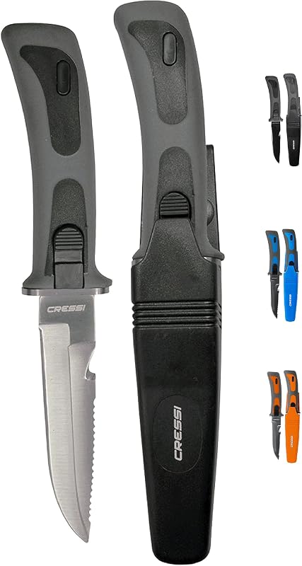 Cressi Cuchillo De Buceo De Acero Inoxidable Con Funda Para Sujeción A Piernas - Vigo: Diseñado En Italia