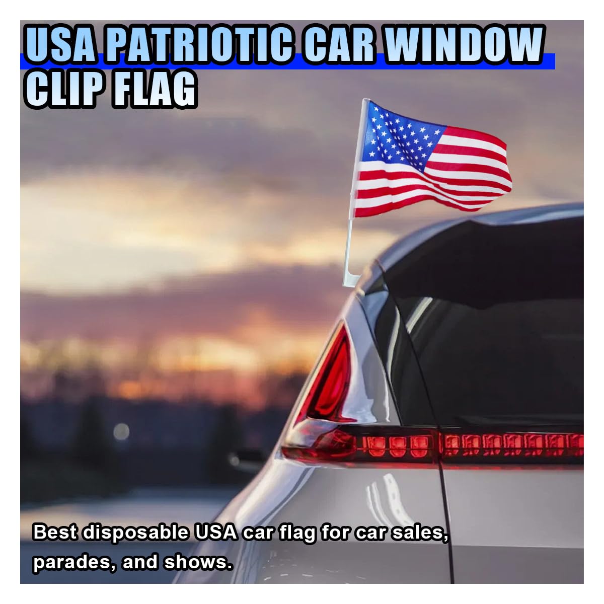 Snapklik.com : 1 Pack American Car Window Flags, 17