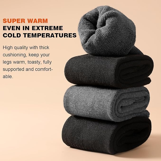WKLOUYHE 2 Pairs Warm Leg Warmers, Women's Winter Over Knee High Footless Socks Knit Warm Long Winter Protector Knee Cap_Free Size,Black And Grey 2