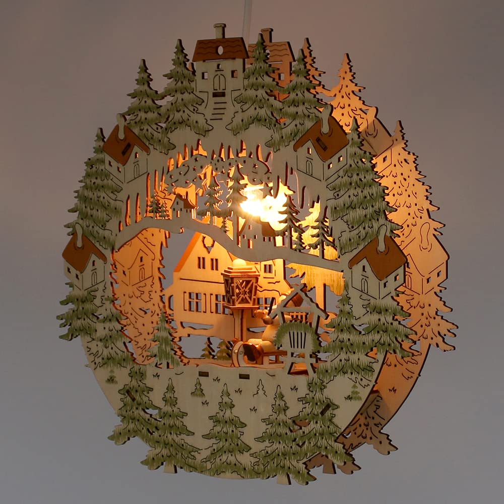 Wichtelstube-Kollektion Fensterbild beleuchtet Weihnachtsmann auf Schlitten Weihnachtsdeko für das Fenster Holz, 29,5 x 5 x 30cm Fensterbilder Weihnachten