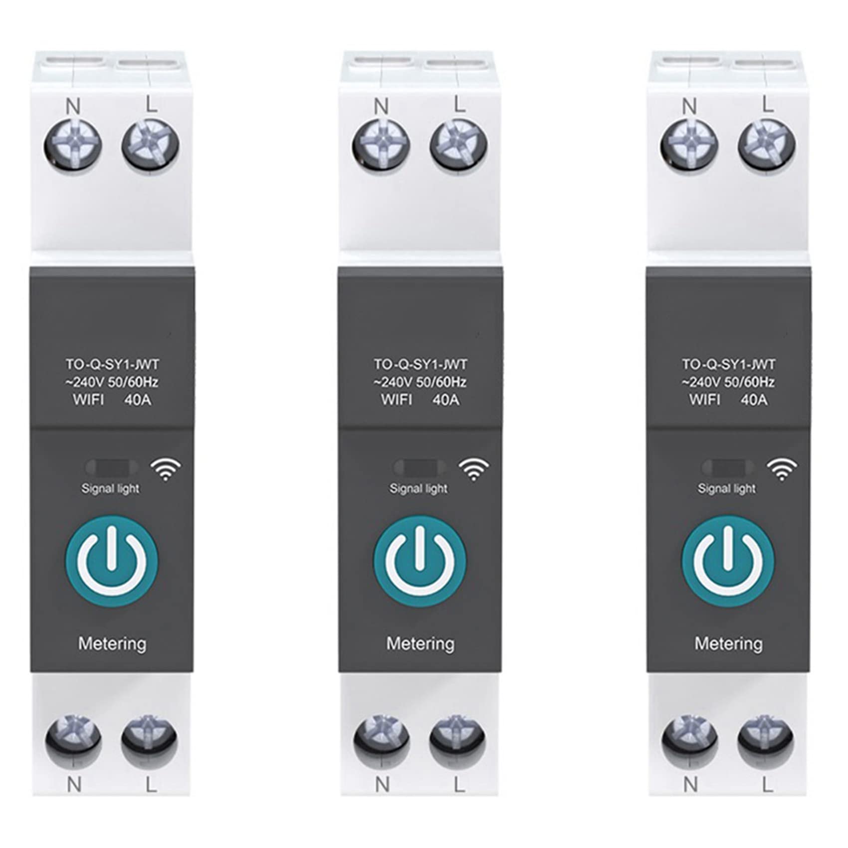 Jnchdghwa 3X 40A Tuya Single Phase Din Rail WIFI Smart Meter Timer Power Consumption Monitor KWh Wattmeter,Black