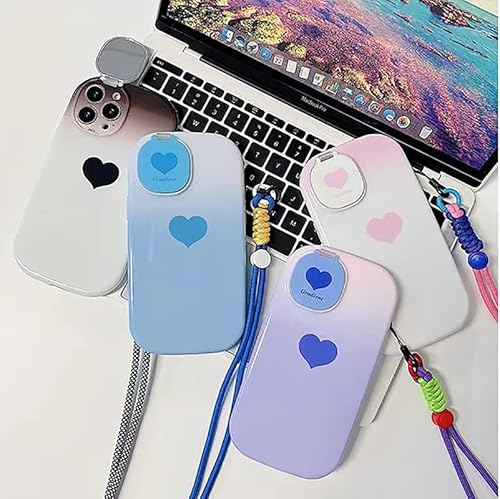 Hpher Gradient Pink White Heart Phone Case Compatible With Iphone 13 Pro Max Women Girls Case With Cute Girly Flip Mirror Makeup Camera Protection Soft Silicone Bumper,Hybrid #TOP2