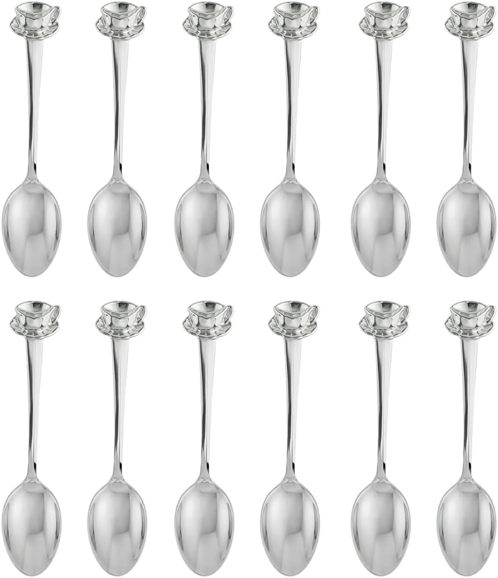 Fino Demi Spoon, Stainless Steel, Classic Design, For Everyday Coffee, Desserts, Entertaining, and Holiday Dining, Set Of 12