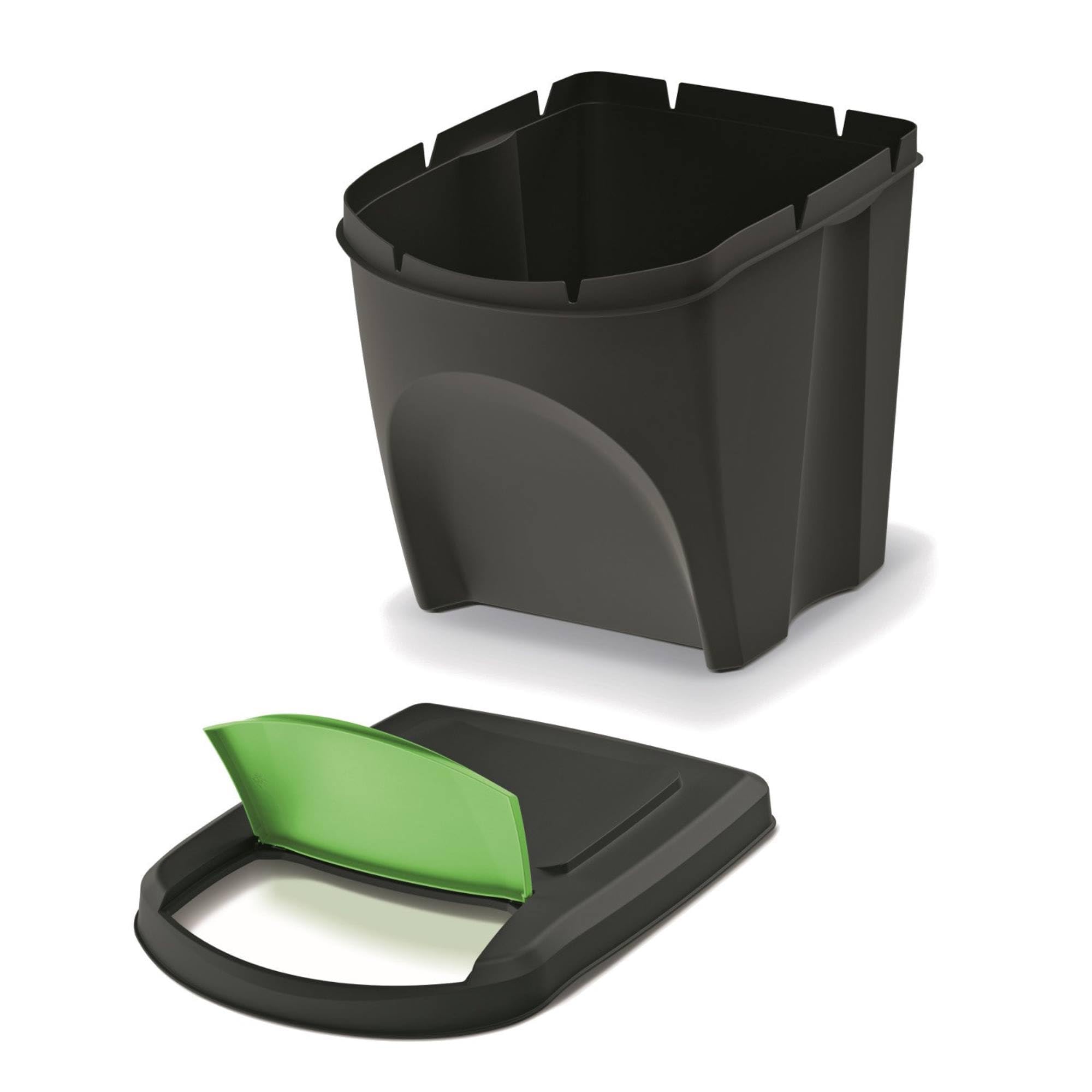 WELL HOME MOBILIARIO & DECORACIÓN Zestaw 4 pojemników na śmieci w 100% z tworzywa sztucznego z recyklingu, czarny, 4x 25 l