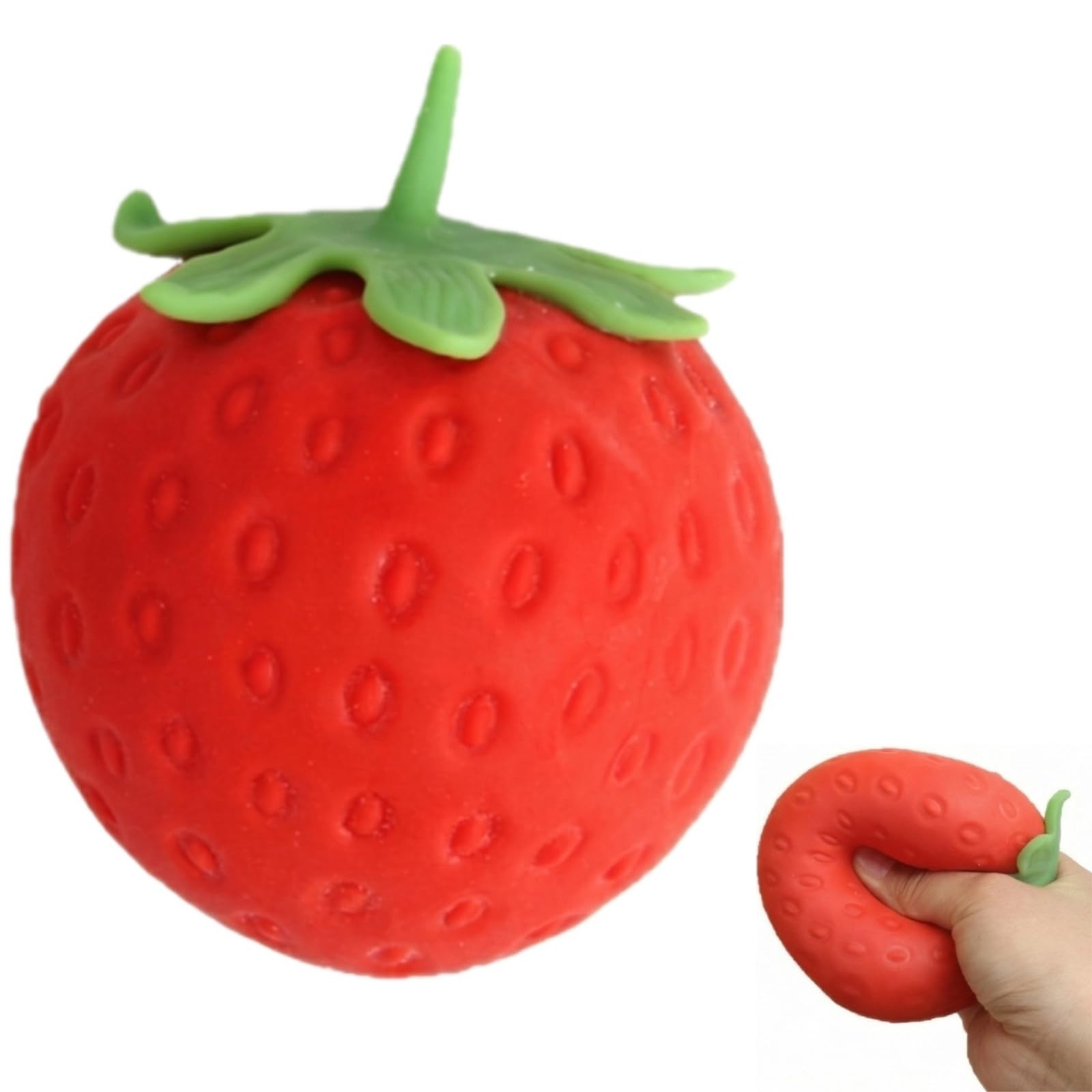 Giant Strawberry Squishy, Jumbo Big Strawberry Stress Ball, Cute Sensory Fidget Stress Balls for Adults Stress & Anxiety Relief, Ideal for ADHD, Autism, Office Desk, Classroom & Party Favors (8cm)