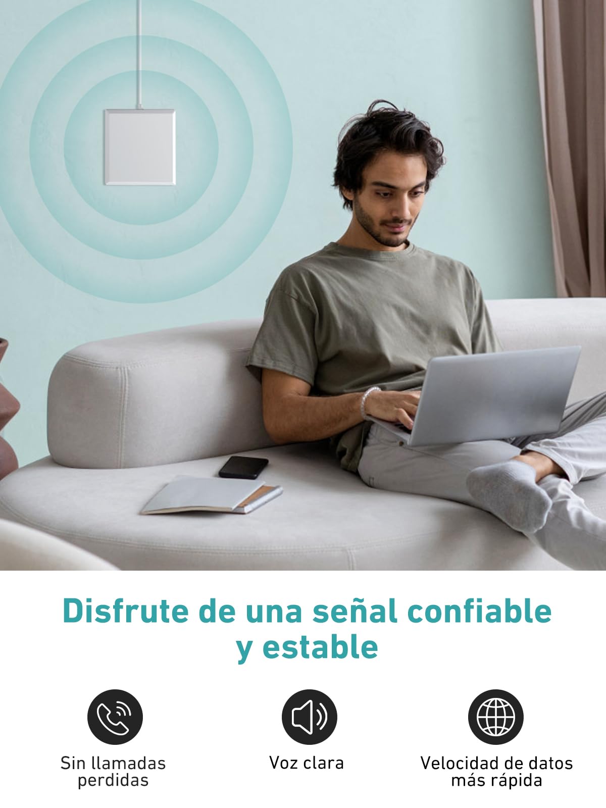 Amplificador Señal Movil para Banda 1/3/7/8/20, Amplificador de Cobertura Movil para Hogar Oficina, Boost 5G 4G LTE gsm para Movistar Orange Más, Admite Varios Dispositivos