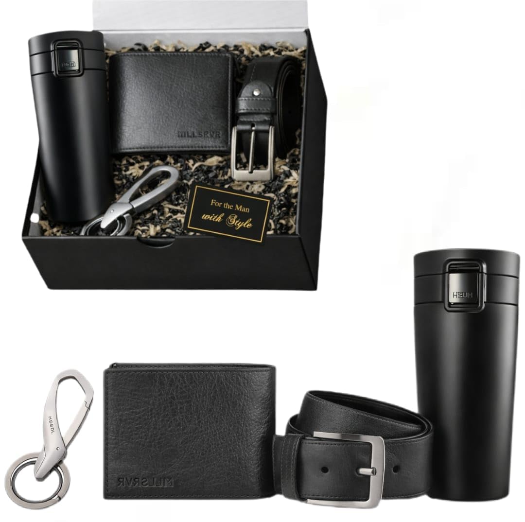 Yadava Mens Gift Set Combo | Premium Wallet Belt Tumbler Keychain Gift Box for Men | Readymade Stylish Accessories Gift Set for Birthday Anniversary Corporate Gifting-image-33