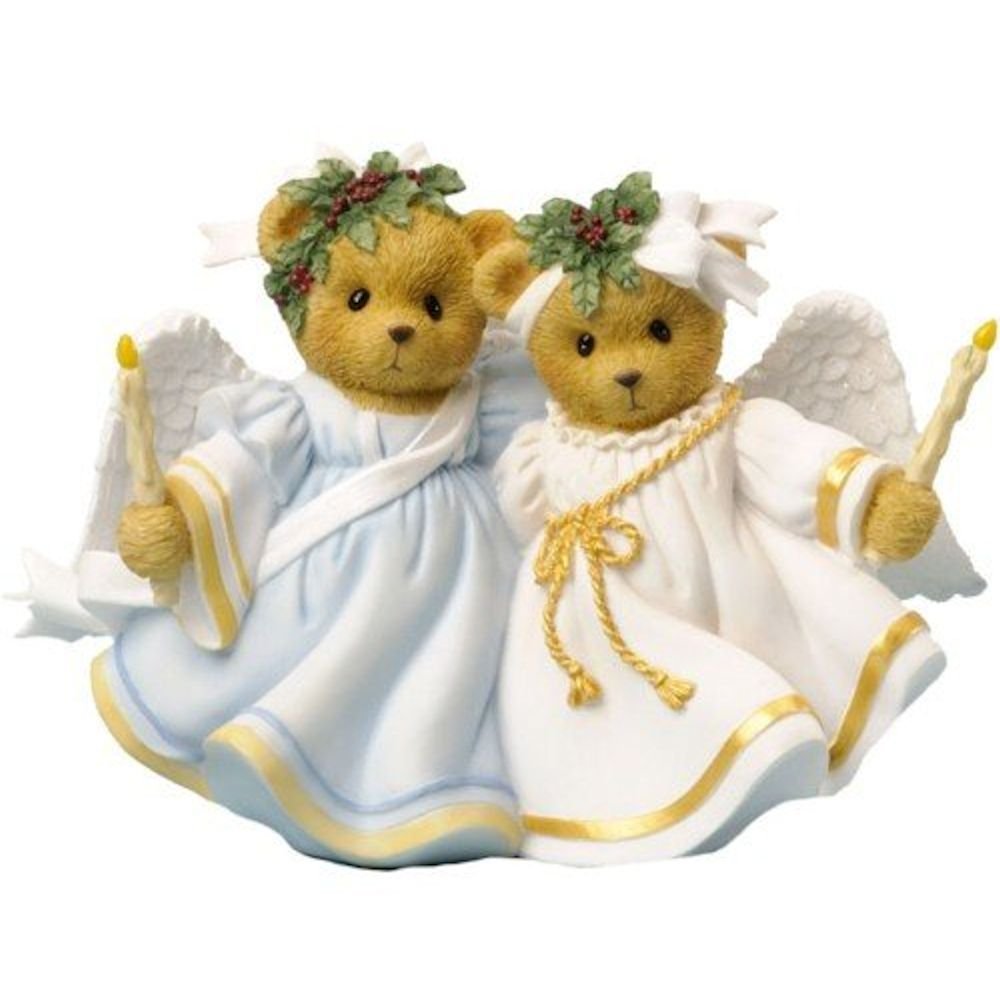 Enesco Cherished Teddies Collection Bears Holding Candle Figurine, 3.125-Inch