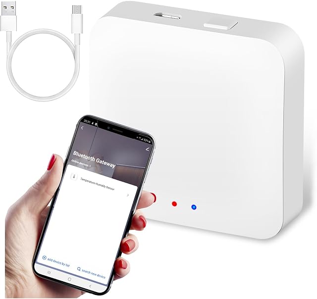 Tuya Gateway, WiFi Hub, Bluetooth Smart Home Bridge, Compatible avec 128 Dispositifs, Télécommande pour les serrures Tuya Smart, Blanc