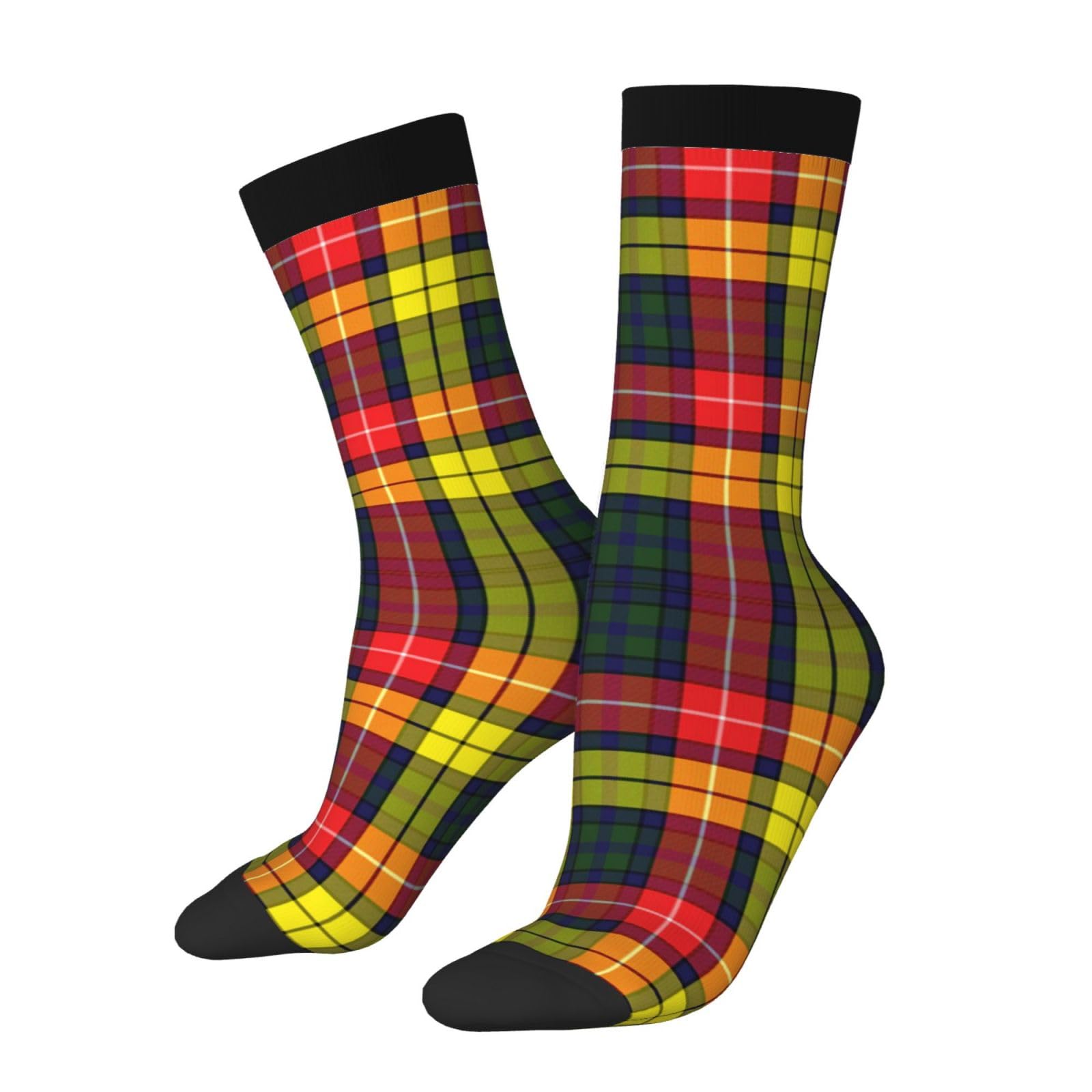 DISNIMOO Scots Style Clan Buchanan Tartan Plaid Socks Wedding High Socks For Men Women Crew Socks