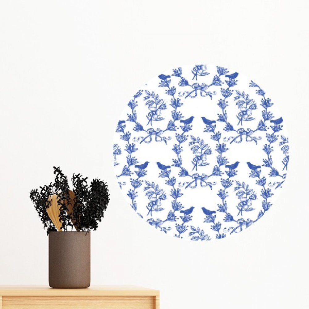 Autocollant mural amovible feuille bleue déco chambre 80cm