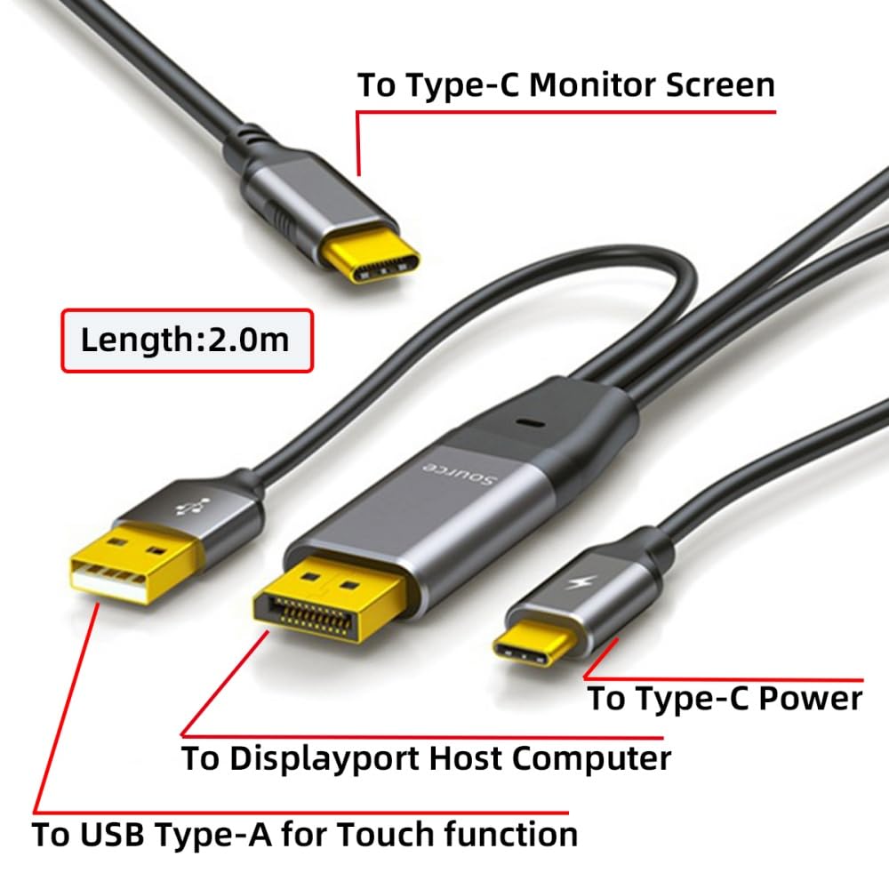 Amazon.com: cablecc 4K Displayport Source to Type C USB-C Touch