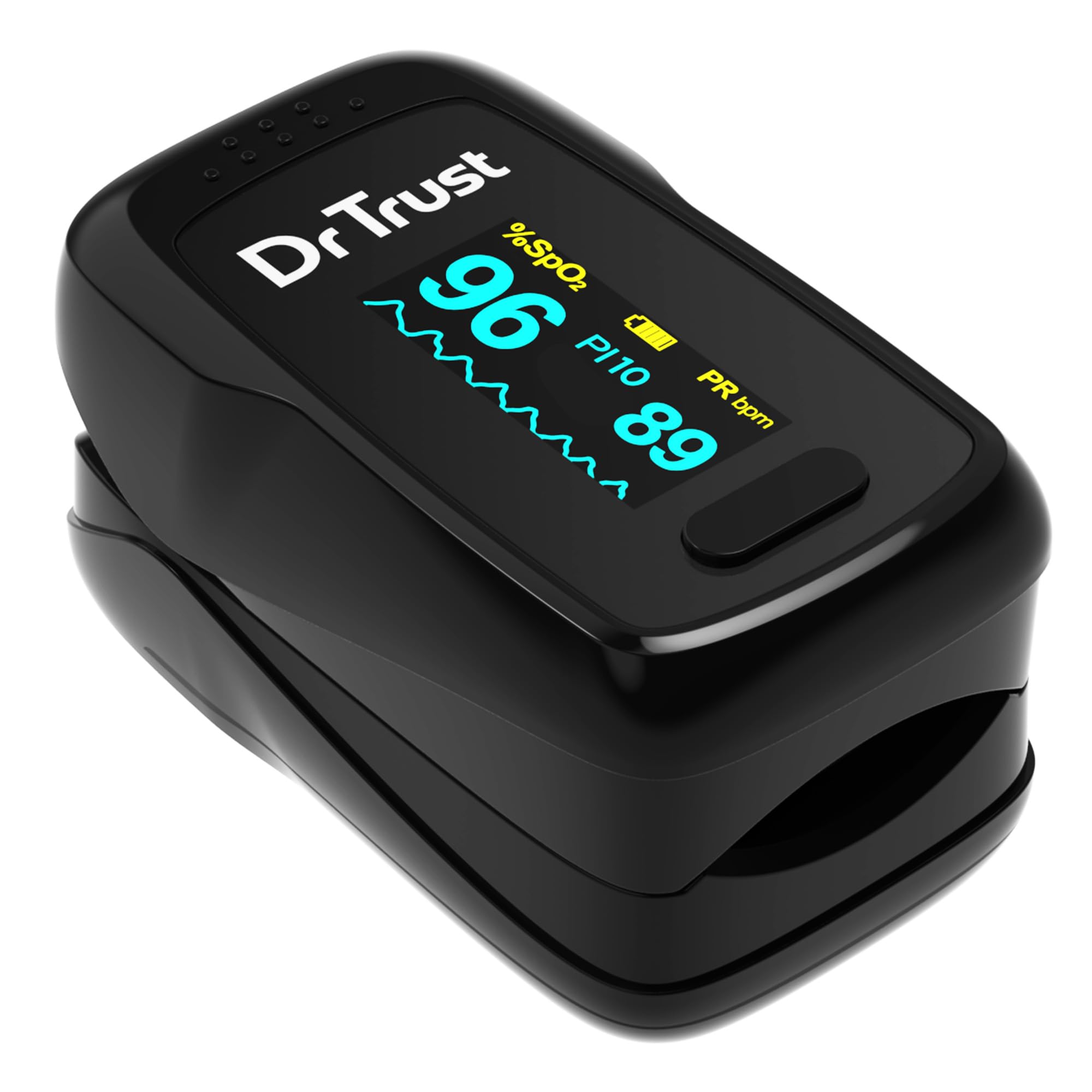 Dr Trust USA Vital Fingertip Pulse Oximeter with Audio Visual Alarm, Blood Oxygen Saturation SPO2 & Heart Rate Monitor|Perfusion Index – (Black)