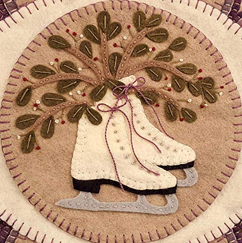 Mistletoe Memories Penny Rug Kit Pre Washed Applique Kit Ice Skating Pattern