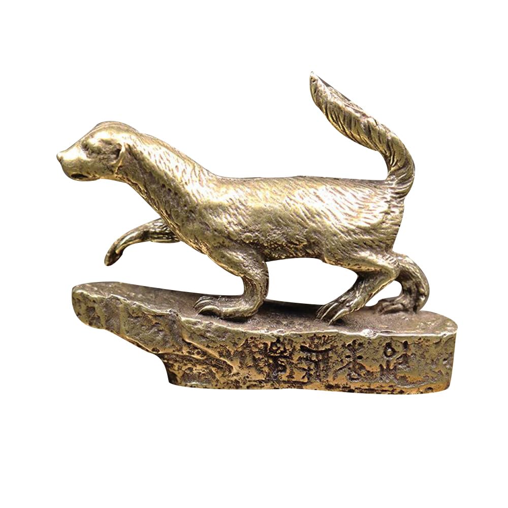 Sbcgfy Bronze Brass Honey Badger Pinto Animal Tea Pet Ornament Brass Feng Shui Mascot