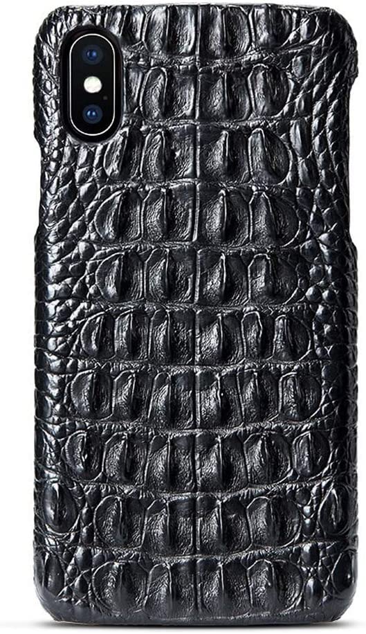 Étui de téléphone iPhone Xs cuir crocodile idéal pour vos rendez-vous d'affaires noir