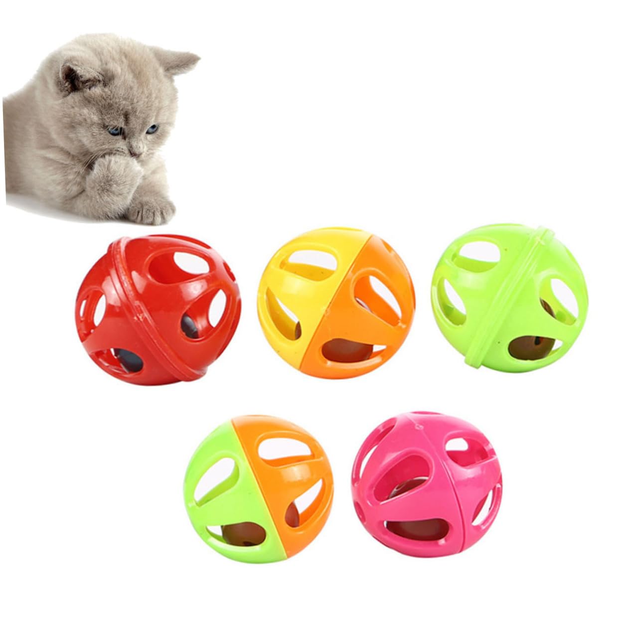 Kisangel 150stücke Katzen-Spielzeug Mit Glocke Interaktives Kreatives Katzenspielzeug Zufälligen Farben Fördert Die Neugier Und Hält Katzen Geistig