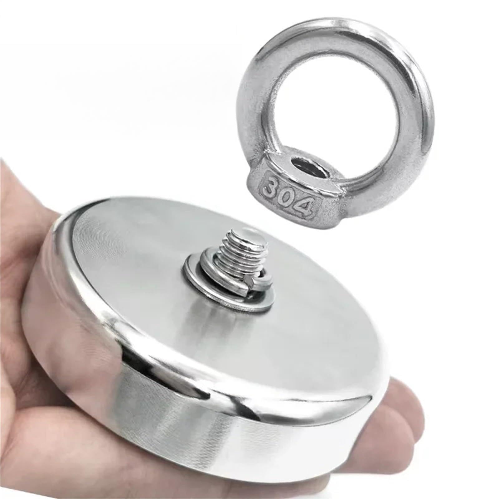 Aimant De Pêche Aimant de pêche en néodyme N52, 2 pièces, Aimant Robuste à Base de Terres rares avec Trou fraisé, Boulon à œil de récupération magnétique Aimant Neodyme(Pull Max 36kg)