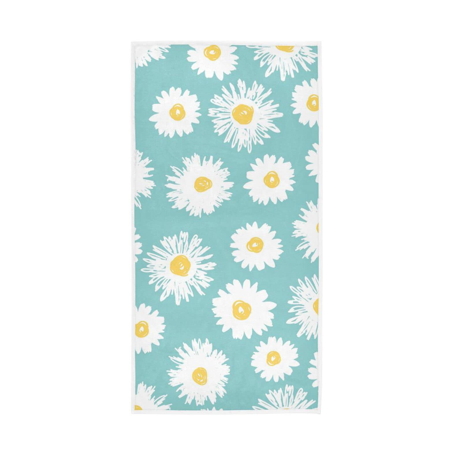 LSRCPD Hand Towels Daisy Flower Decor Fingertip Soft Face Towel Absorbent Bathroom Kitchen Towels