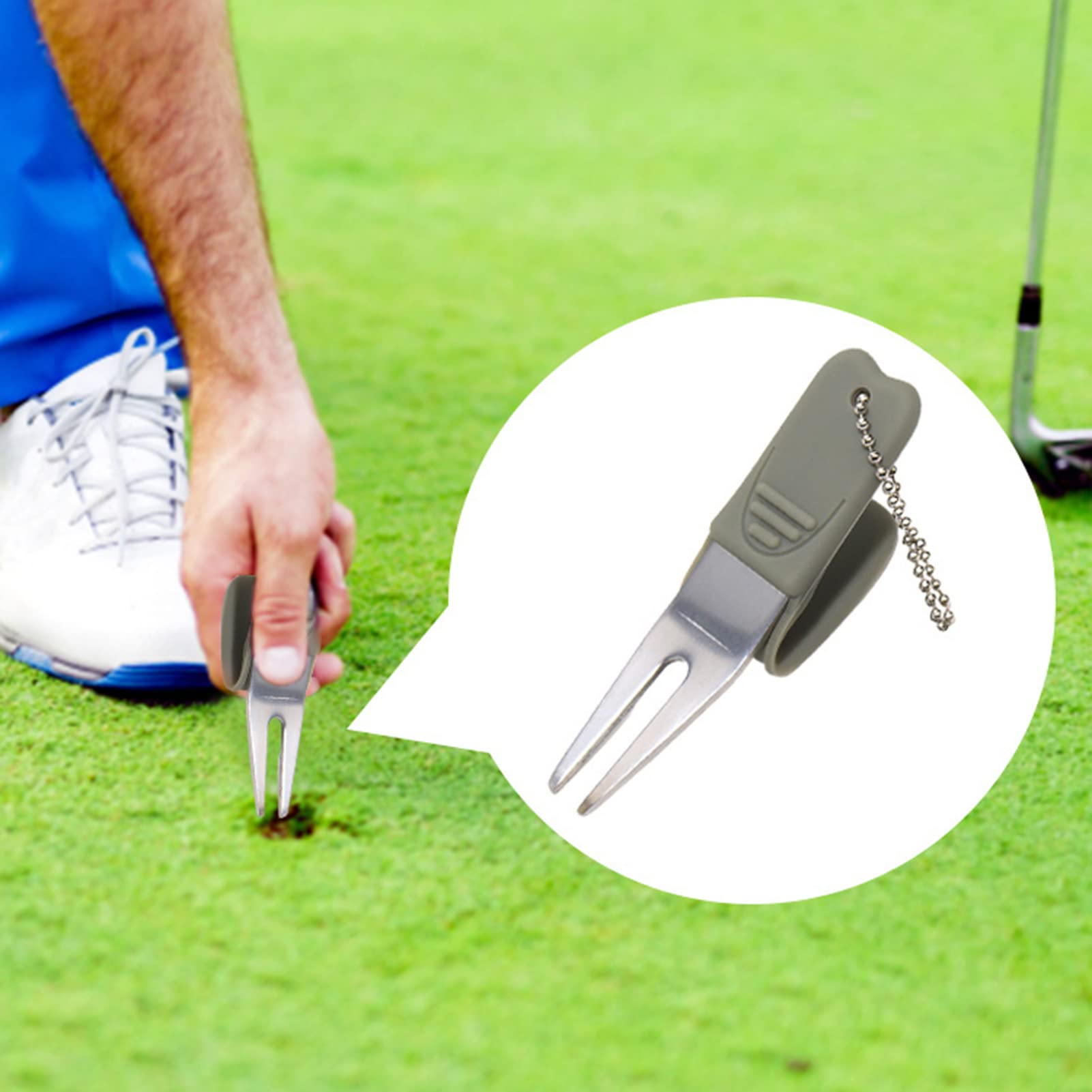 Forcella da Golf Riparazione Divot Fairway Ball Mark Tool Prato Allenamento
