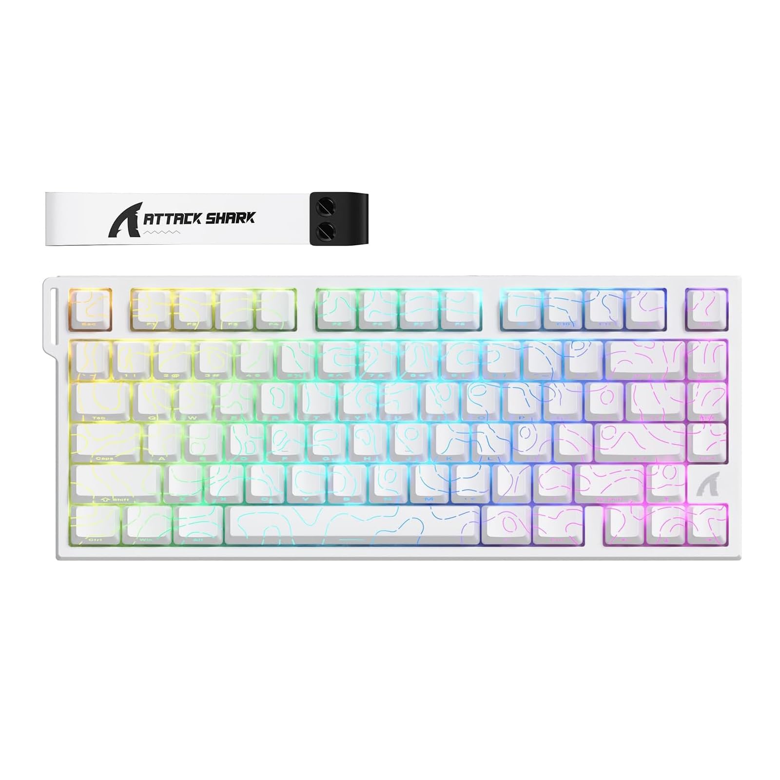 ATTACK SHARK R82HE Rapid Trigger Wired Mechanical Gaming Keyboard TKL NKRO with 8K Polling,0.005mm RT Accuracy,256K Scan Rate,5 Layer Sound Damped,Hall Effect Magnetic Switch for PC Mac(White Contour)