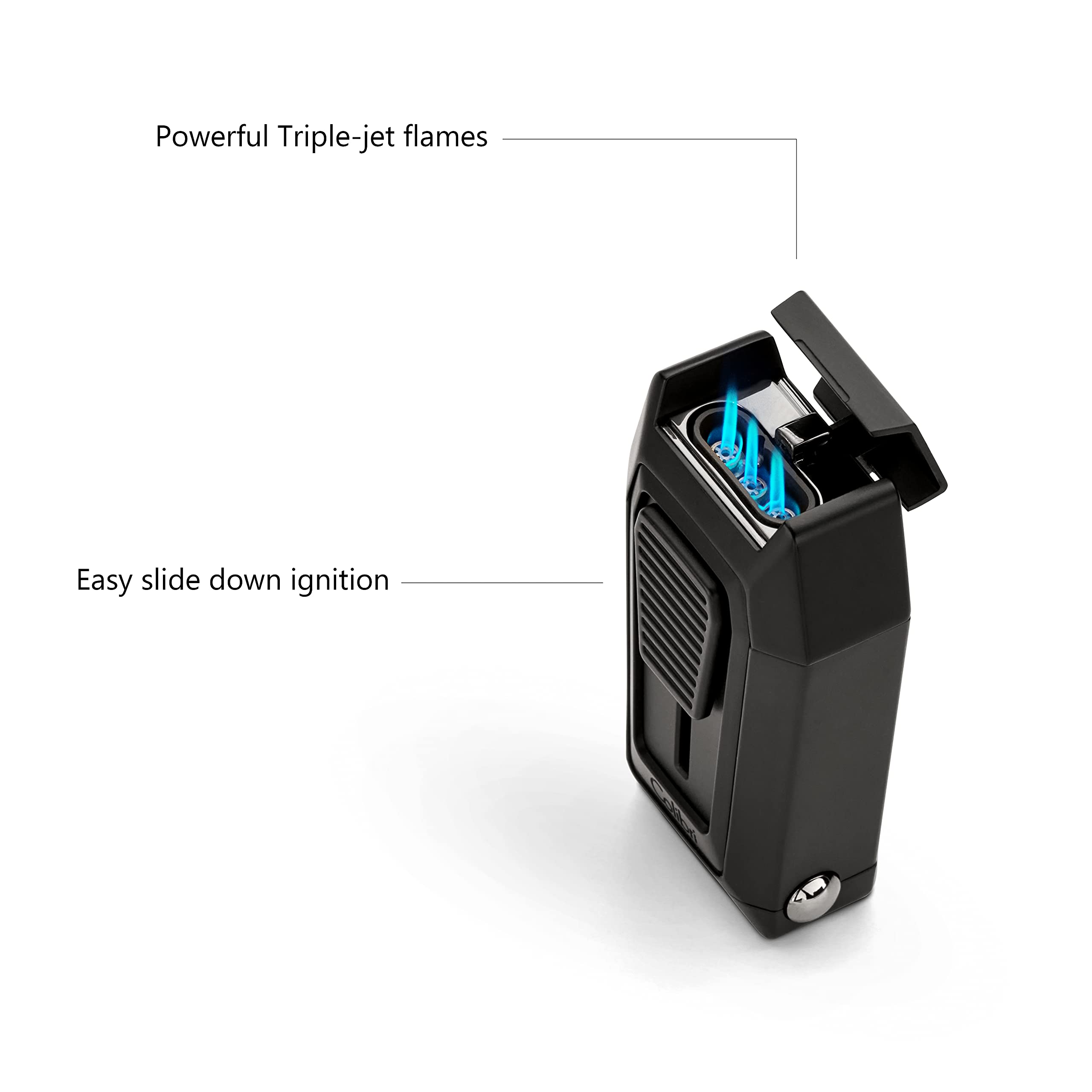 Colibri Quantum Sturmfeuerzeug | Integrierter Zigarrenabschneider | Dreistrahl Jet Feuerzeug Für Zigarren | Elegante Geschenkbox | Zwei Jahre Garantie | Butan Nicht Im Lieferumfang Enthalten
