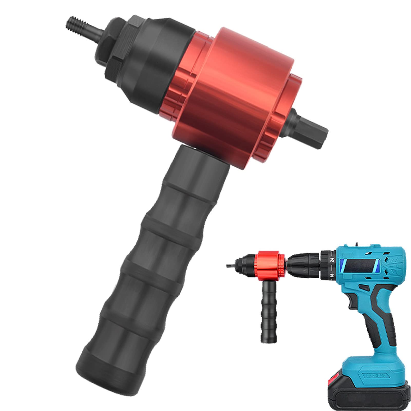 Keloc 5 Rivettatrice per Trapano a Batteria | Adattatore per Trapano | rivettatrice in Metallo | 5 Misure di per Rivetti per Trapano per Rivetti per Materiali in Metallo, Legno, Vetro