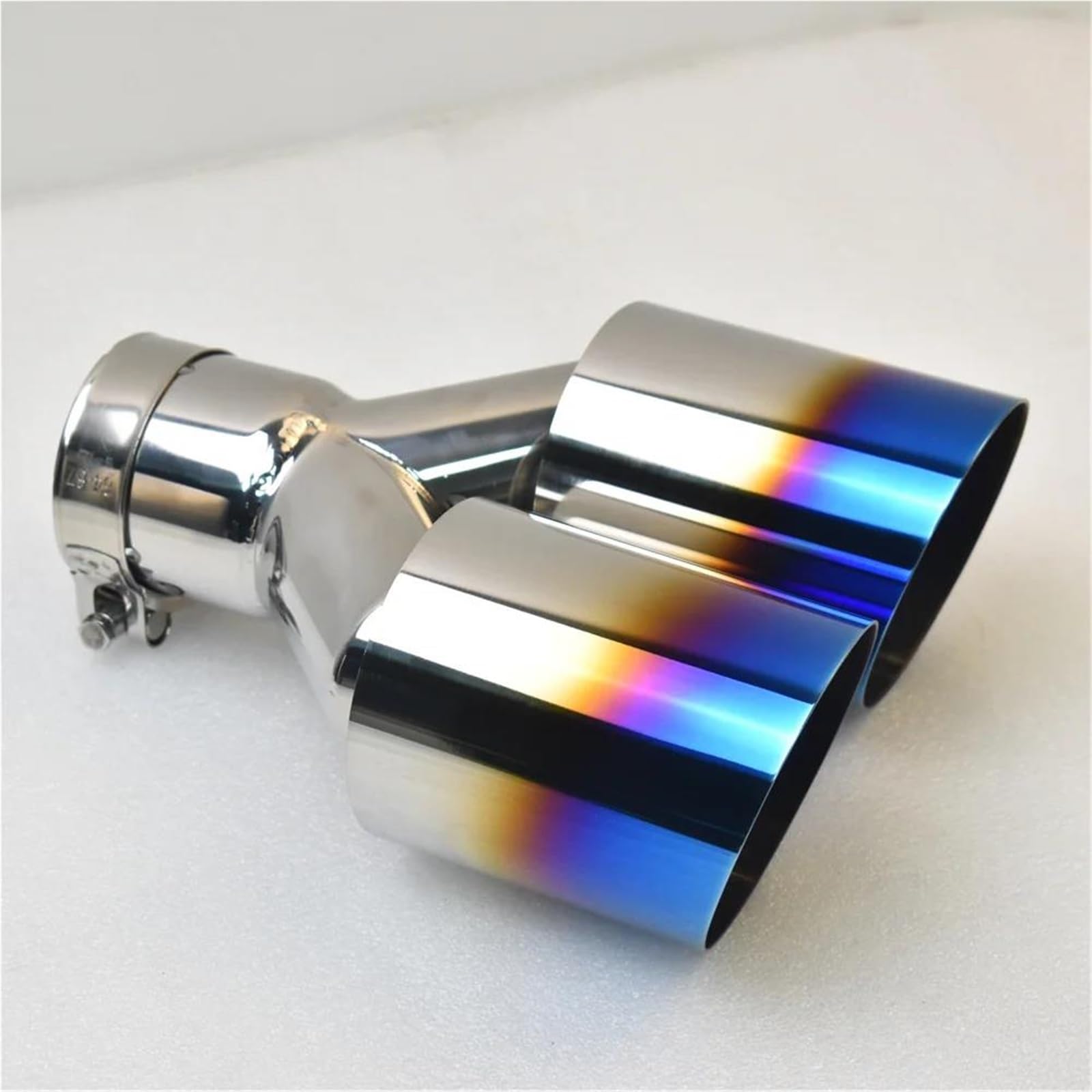 Generico Terminali Scarico Silenziatore Scarico Posteriore Doppio Cilindro Importazione Universale Automobili Acciaio Inossidabile 304 Lega Titanio Esportazione(70MM in- 89MM out)