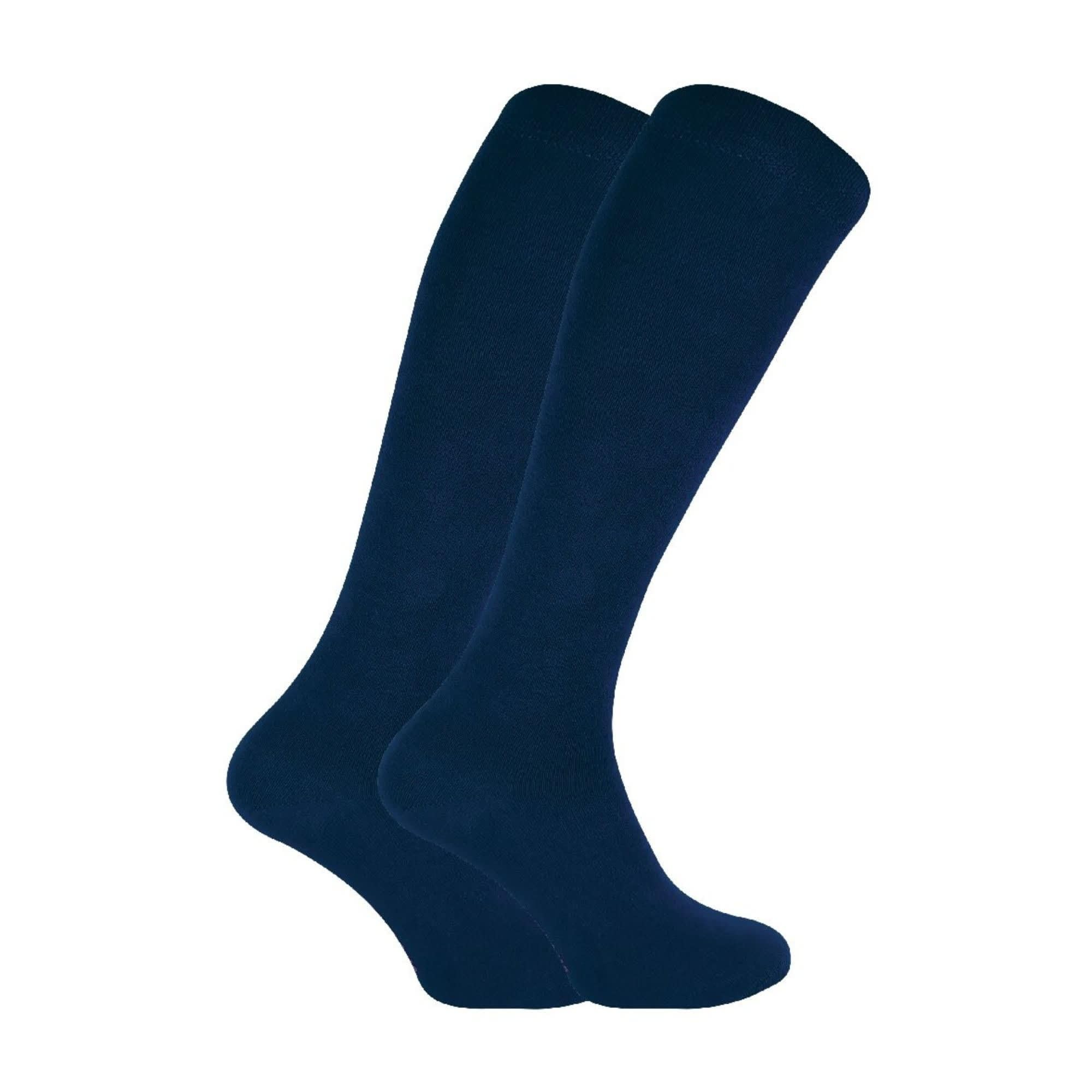 Sock Snob - Womens Long Knee High Bamboo Socks | 2 Pair Pack | Plain & Patterned | Gift for Ladies (4-7, Navy)