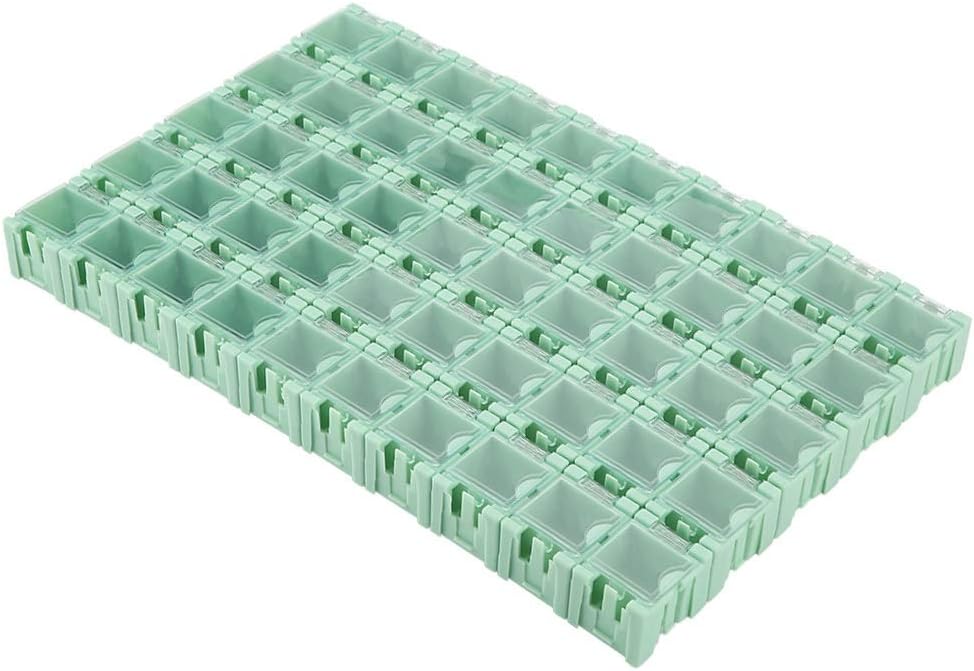 Boîtes De Rangement SMT, 50Pcs Green SMT SMD Container Box Composants électroniques Mini Boîtier De Rangement, Boîte De Rangement De Tri De Composants électroniques Bricolage, Boucle Autobloquante