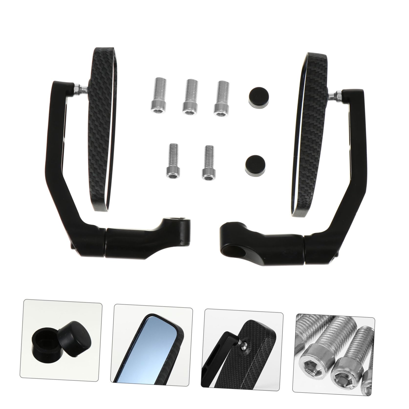 Specchietti Moto Manubrio 2 Pezzi in Alluminio Abs Neri | Rotazione 360 Gradi, Struttura Pieghevole, Design Essenziale, per Naked