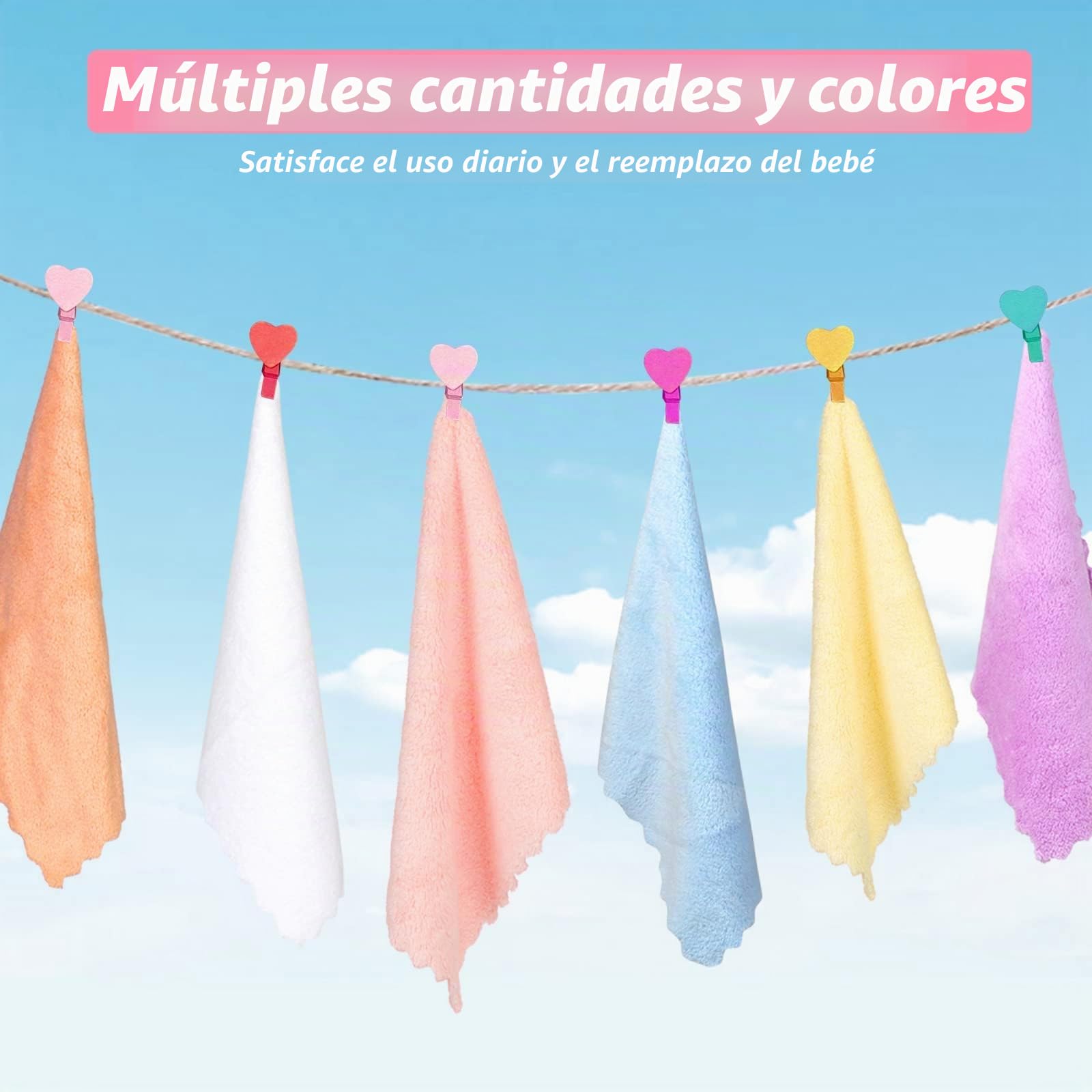 Orighty Paquete de 24 paños para bebé (7 x 9 pulgadas), toallas de microfibra de forro polar coral, paños de lavado súper suaves y absorbentes para recién nacidos, bebés y niños pequeños, suaves para