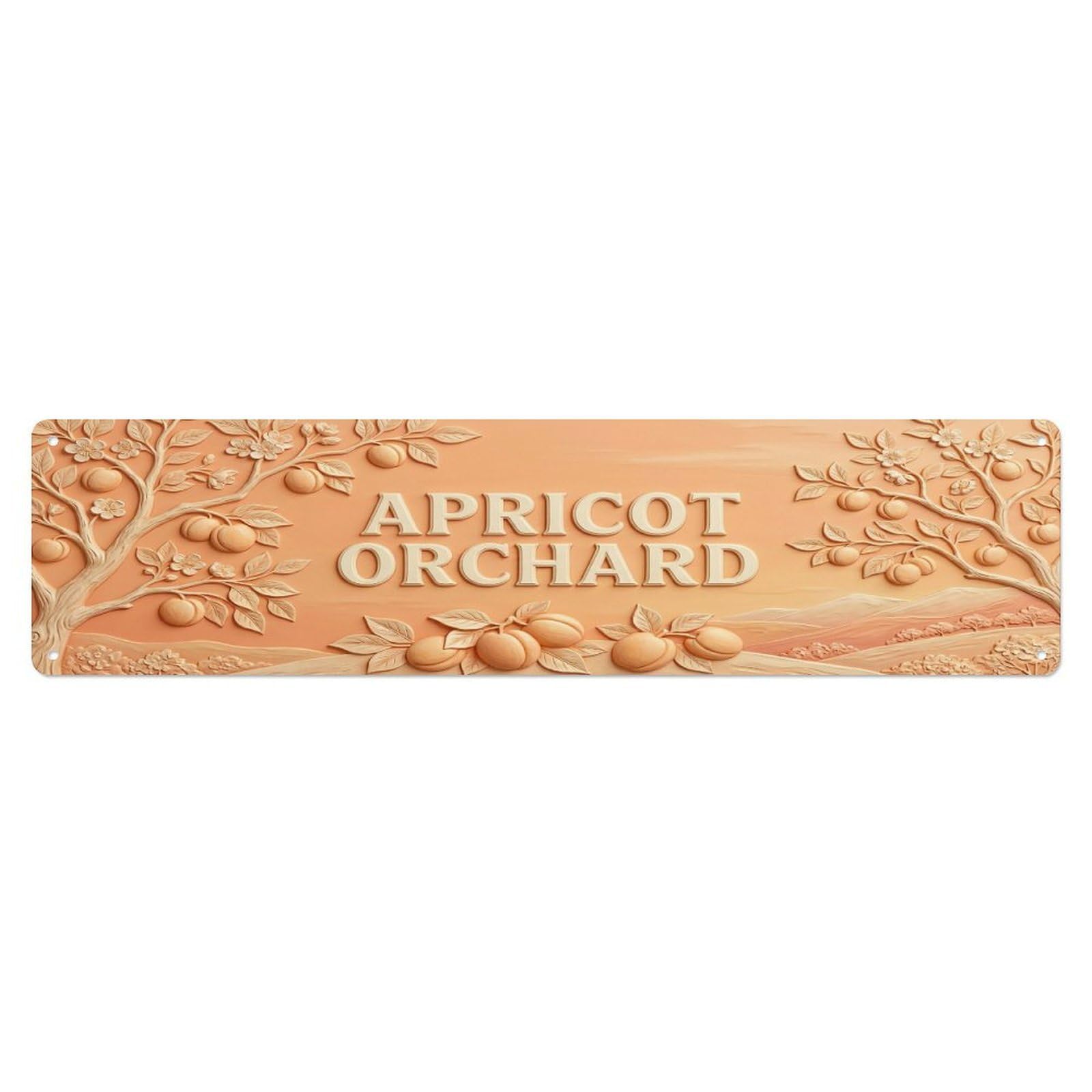 Olhnbad 4X16inch(10X40cm) Vintage Cottagecore Garden Apricot Orchard Relief Metal Tin Sign