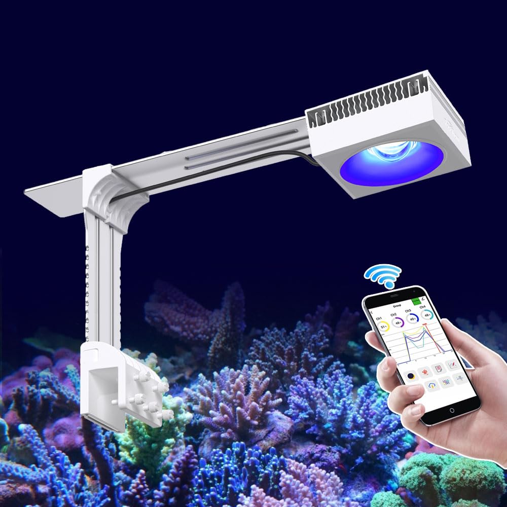 PopBloom LED Aquarium Reef Lighting Full Spectrum Led Marine Aquarium Lights for Coral Reef Aquarium, 40-60cm Marine Reef Aquarium (100W White)
