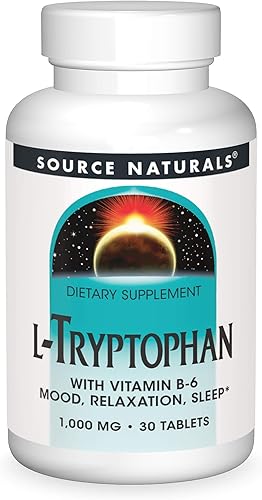 Source Naturals L-triptófano con vitamina B-6 1000 mg ayuda al estado de ánimo, la relajación y el sueño* - 30 Tabletas
