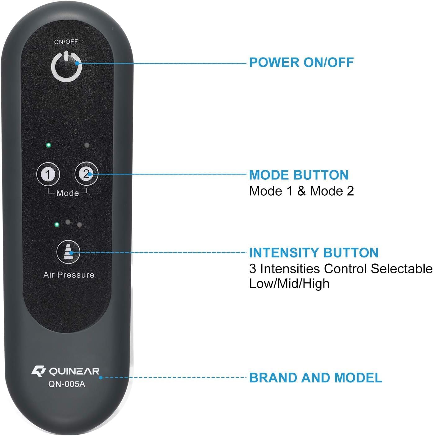 QUINEAR Air Compression Leg Massager for Circulation & Pain Relief, Calf Massagers with 2 Modes & 3 Intensities, Sequential Compression Device (SCD) for RLS, Edema, FSA-HSA - Ideal Gift - Image 5