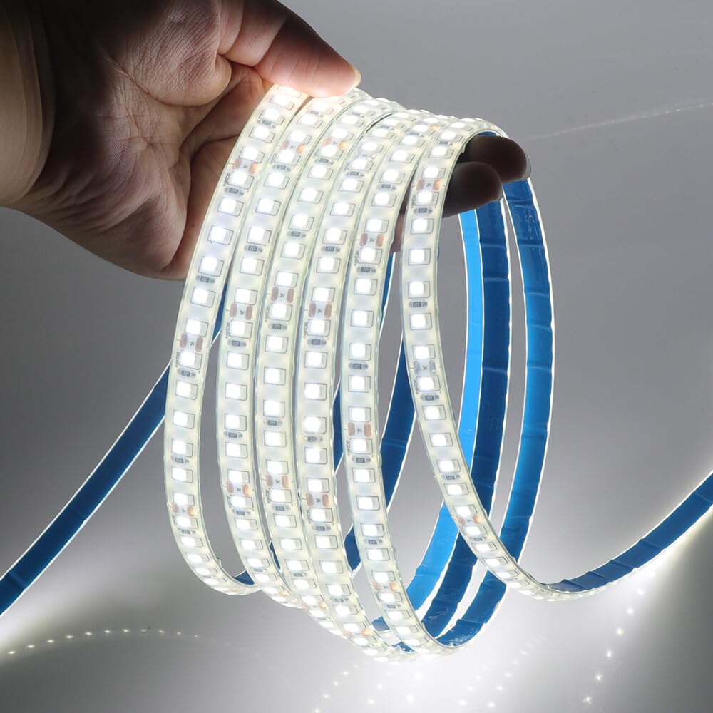 KAFULA 24V LED Light Strip, IP68 Waterproof Flexible, 20M Silicone LED Rope Light CRI85+, can be Cut Every 50mm | 120 LEDs/m || 6000K White Light | Home Decoration [Power Supply not Included]