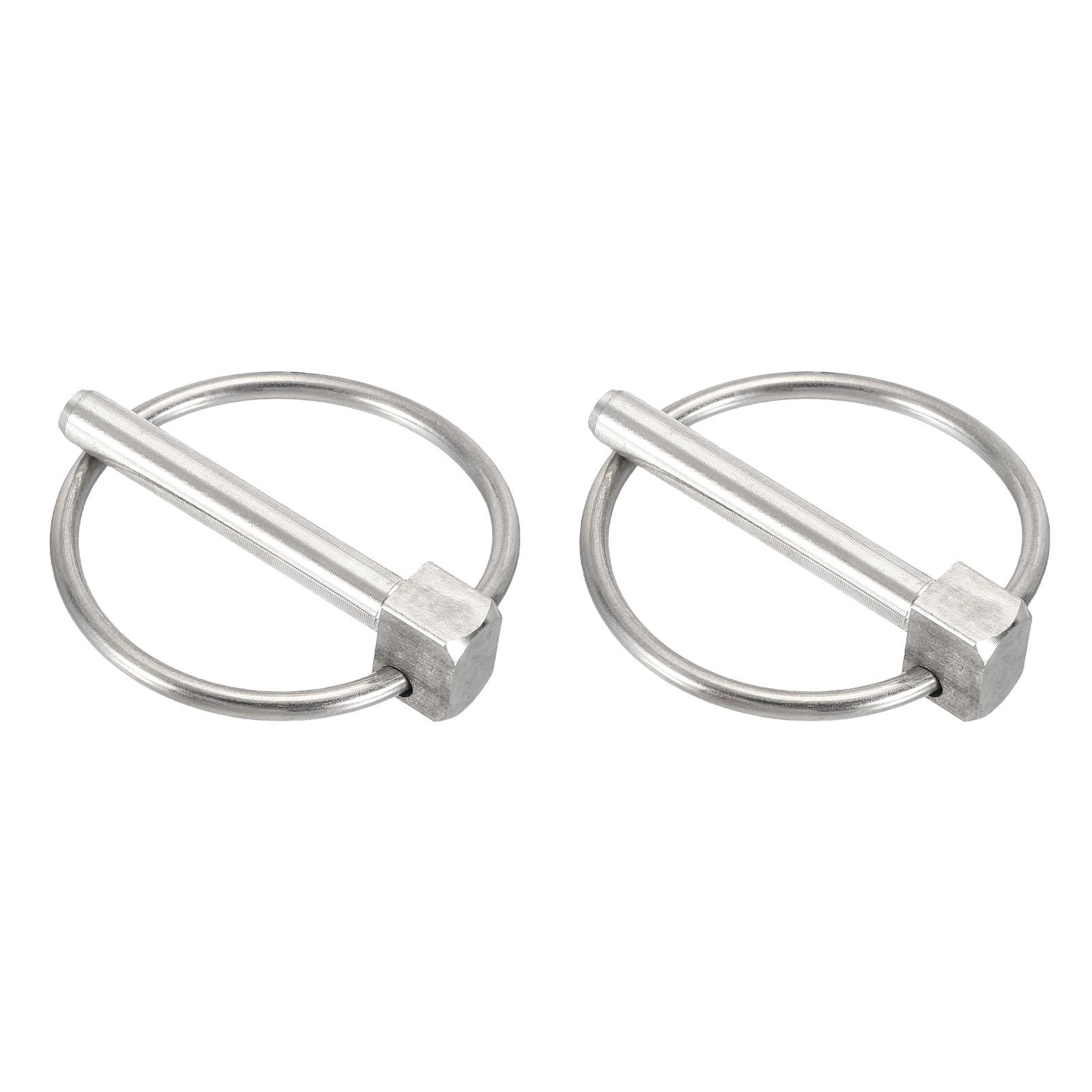 sourcing map 2Pcs Lynch Pin with Ring (6mm x 40mm) - Heavy Duty Linch Pins Shaft Locking Pin Clips Stainless Steel, for Farm Tractors Trucks Lawn Mowers Trailers Trolley, Silver โ image 1