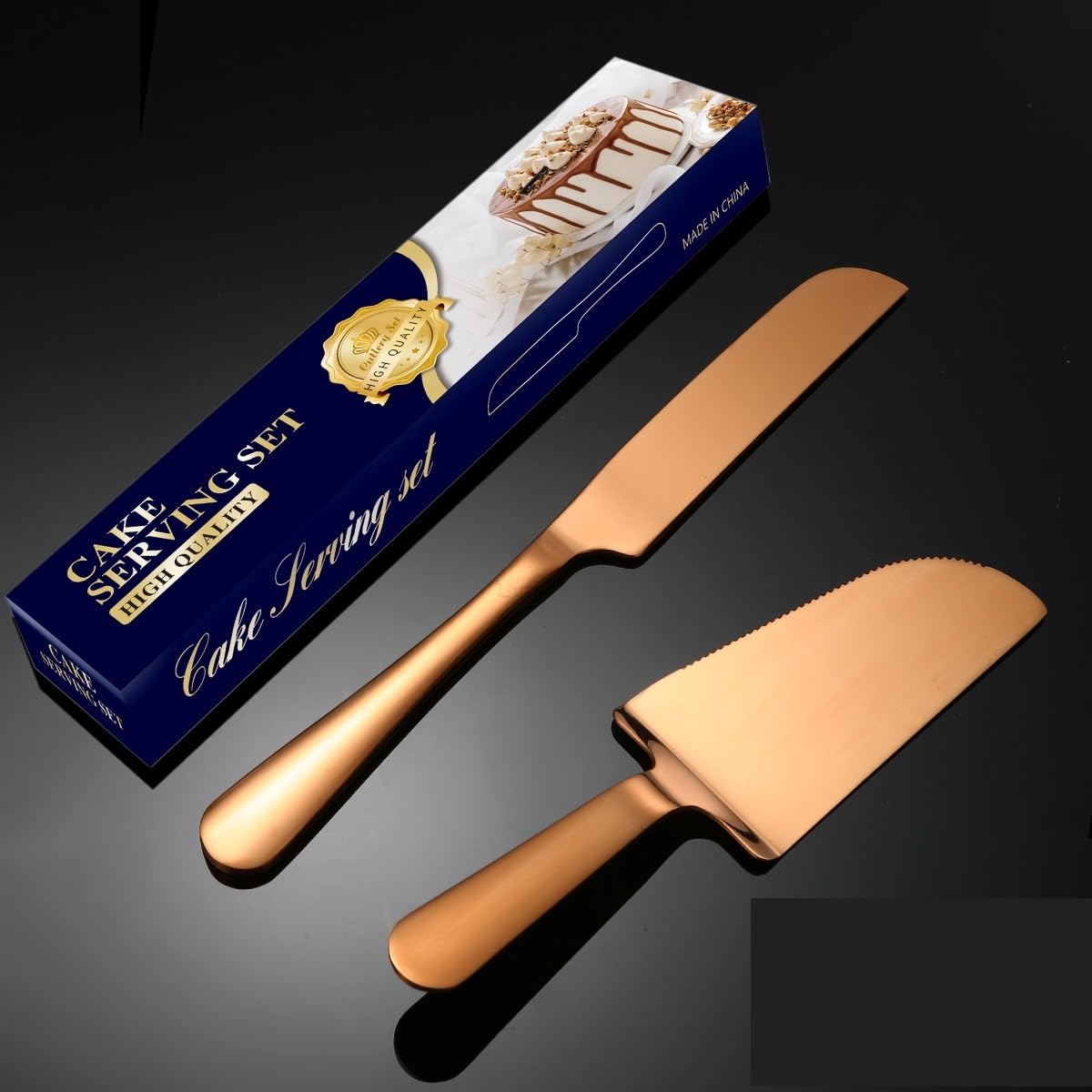 Juego de Cubiertos de Acero Inoxidable de 2/8/12/16/20/24 Piezas, Cuchillo y espátula para Pastel, Cuchillo para Pan, Pizza, Tarta de Queso, espátula y Utensilios para Hornear (Oro