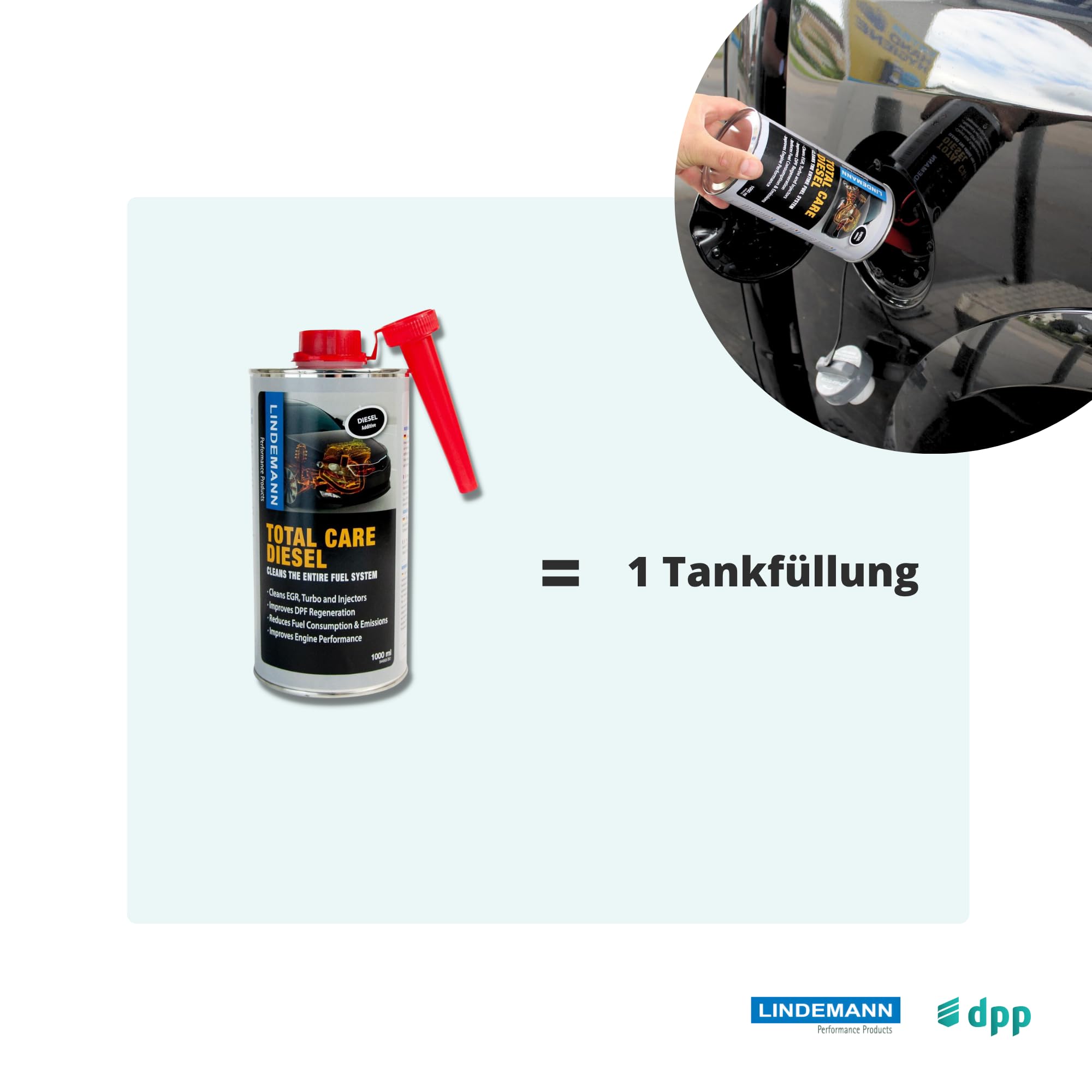 LINDEMANN - Total Care Diesel Reiniger 1000 ML - All-in-1 Dieselsystemreiniger - AGR Reiniger Diesel + DPF Reiniger + Partikelfilter Reiniger - Spart Kraftstoff - Diesel Additiv