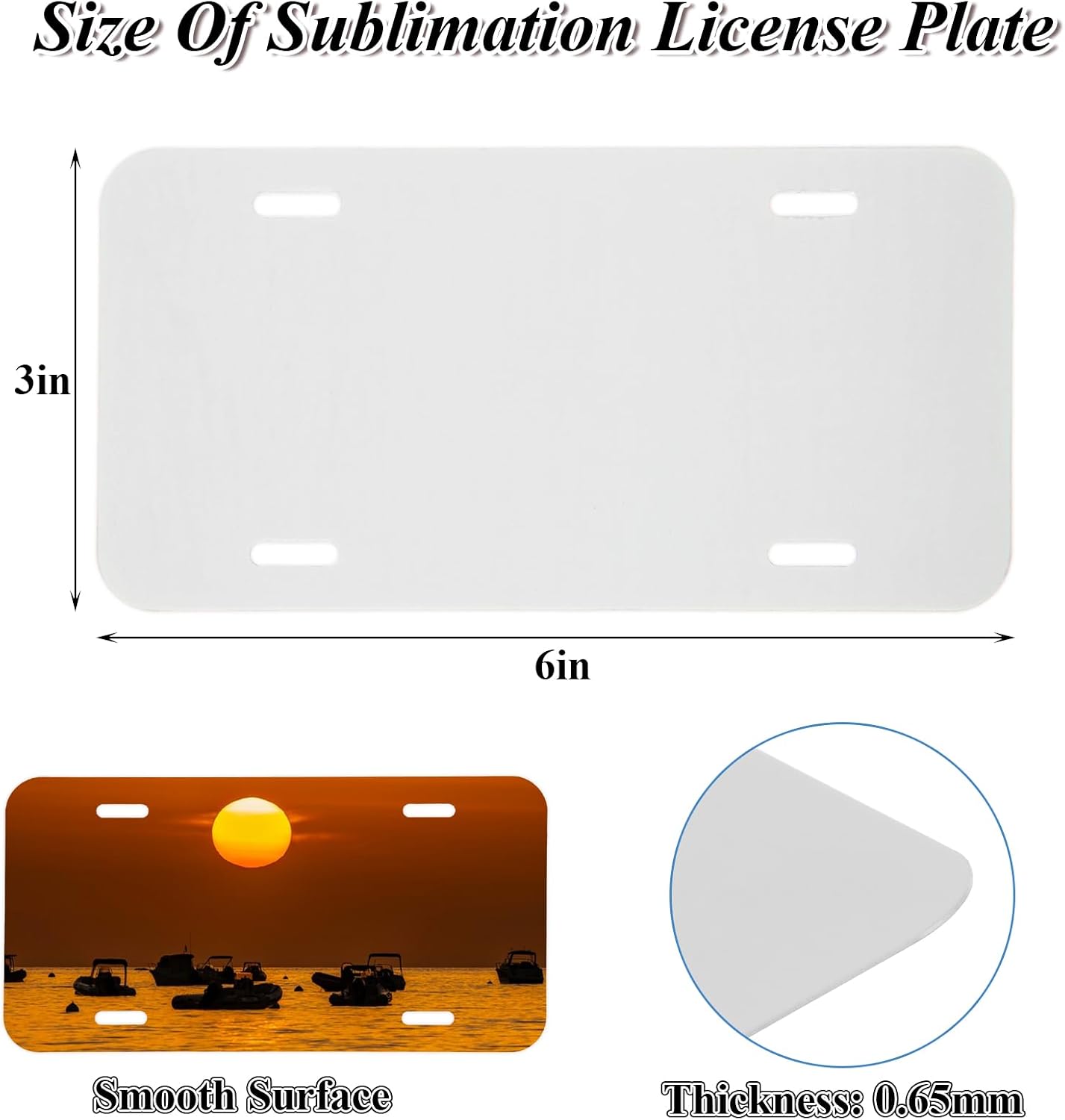 15Pcs Sublimation License Plate Blanks, 3" x 6" Blank License Plates for Vinyl, Blank License Plate, Heat Thermal Transfer Sheet DIY Picture Sublimation Blank for Custom Design Work - White