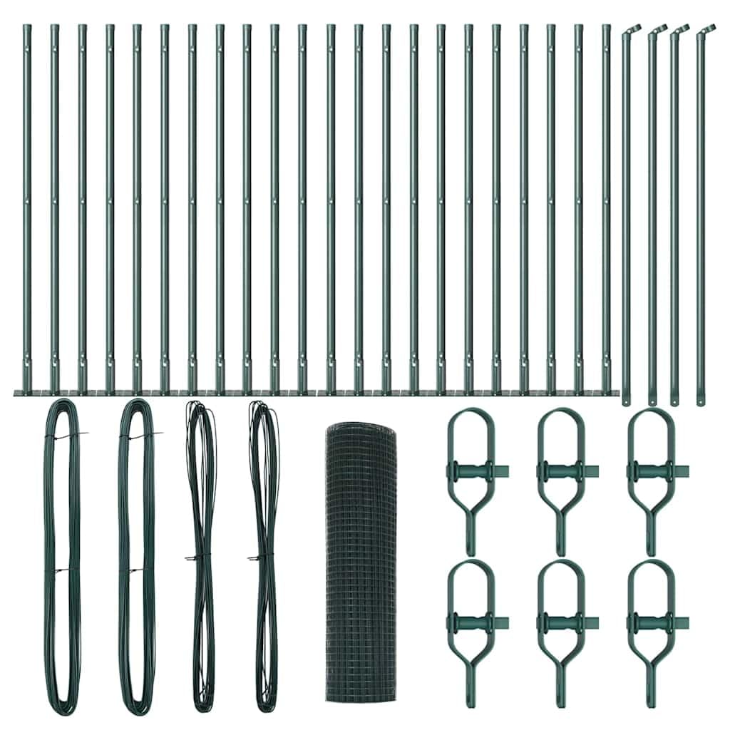 Green Fence Post 50 x 0.8 m 25 mm Mesh Steel PVC Garden Outdoor Security Panel with Powder Coated Finish Weather Resistant Modular Fence Support for Backyard Terrace Boundary