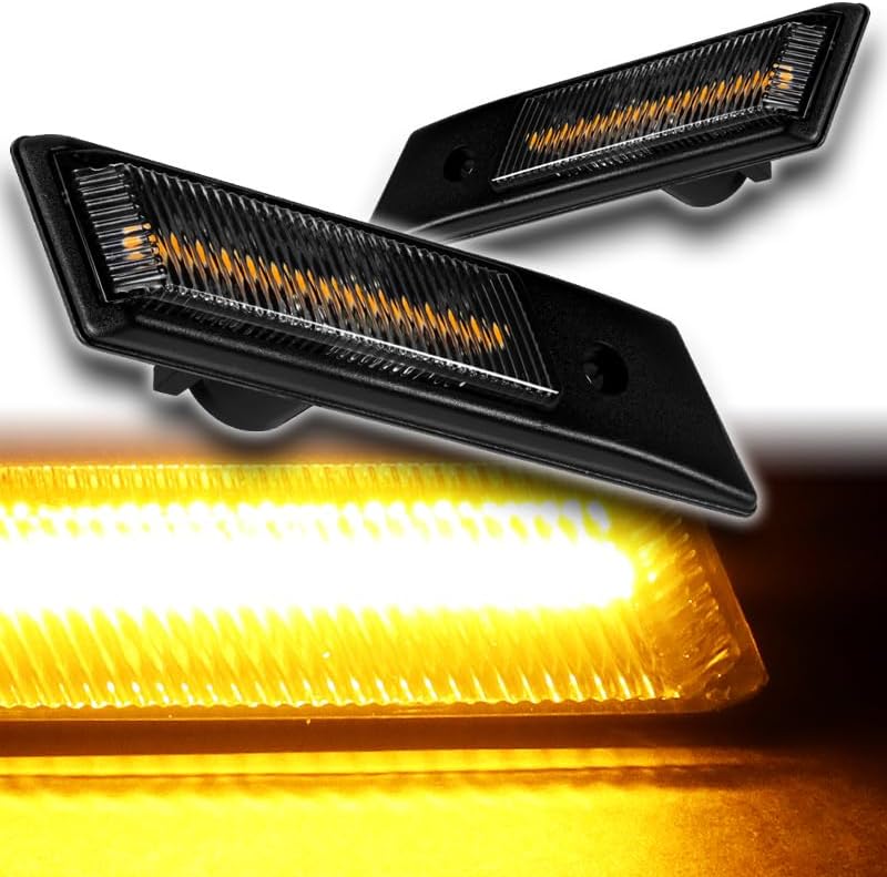 EPARTS 2PCS Amber LED Turn Signal Side Marker Light Replacement Compatible With 1992 1993 1994 1995 1996 1997 1998 BMW E36 3-Series (Clear Lens)