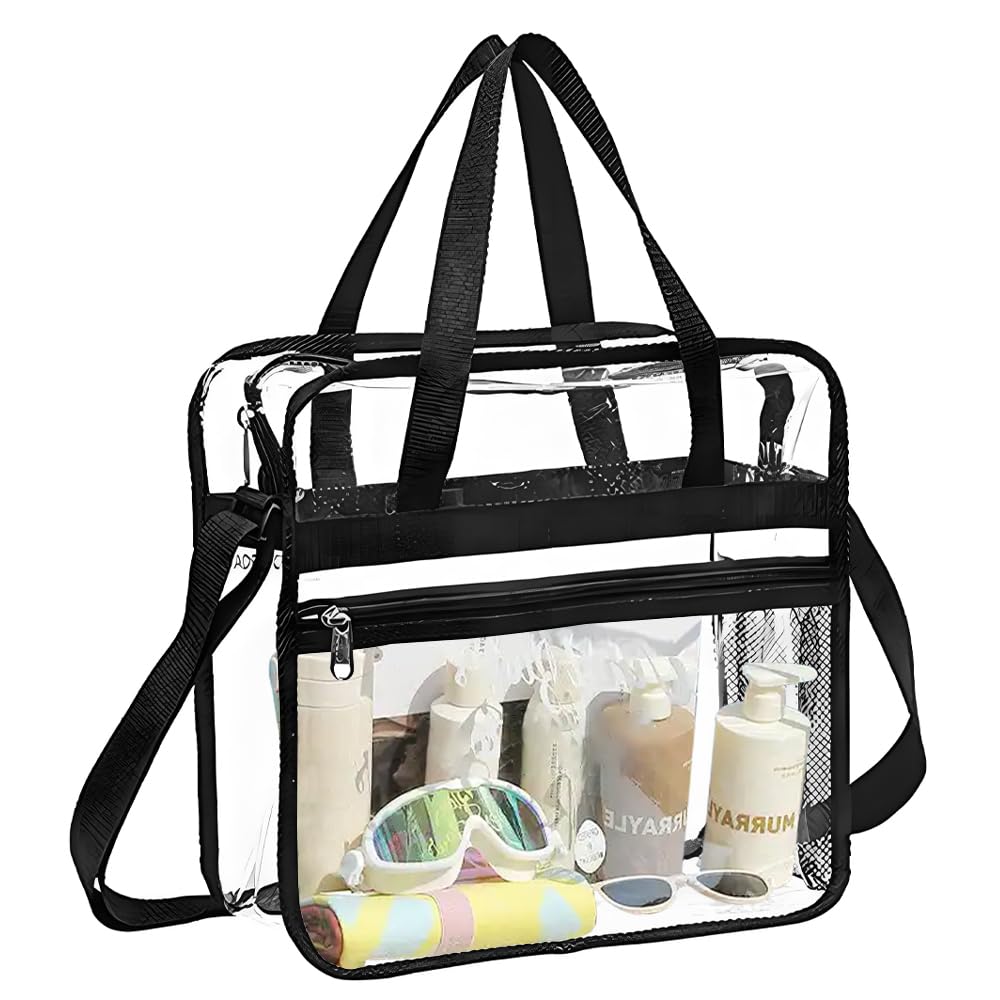 SXCCNW Transparent Bag, 30 x 30 x 15 cm, Stadium Approved Transparent PVC Transparent Carry Bag, Clear Bag, Transparent Bag for Work, Sports, Games, Concerts
