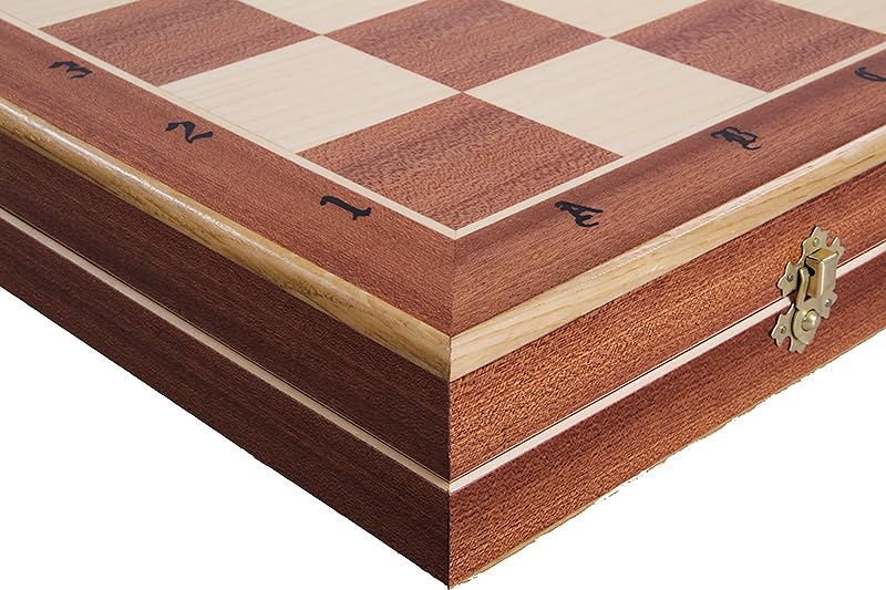 Sunrise Chess & Games - Grande set da scacchi in legno Clockboard 60 x 60 cm - Scacchiera intarsiata con pezzi intagliati in legno di tiglio